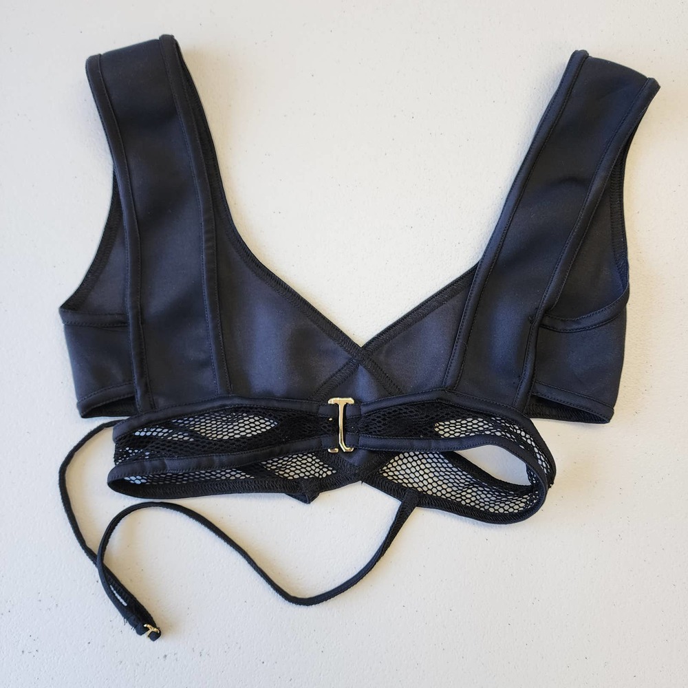 Lee + Lani Black Mac Daddy Mesh Bikini Top Size Large - Picture 3 of 5